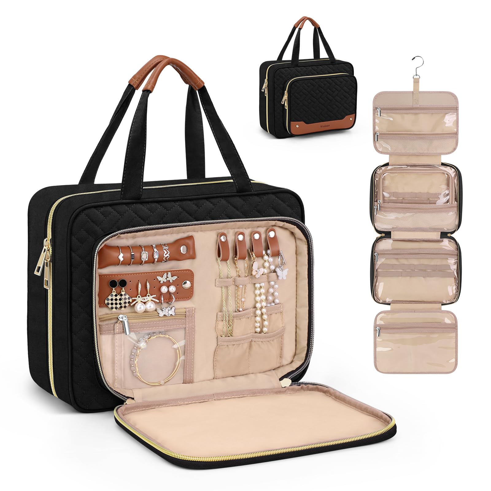 Wedama toiletry bag with jewelry compartment for organized travel