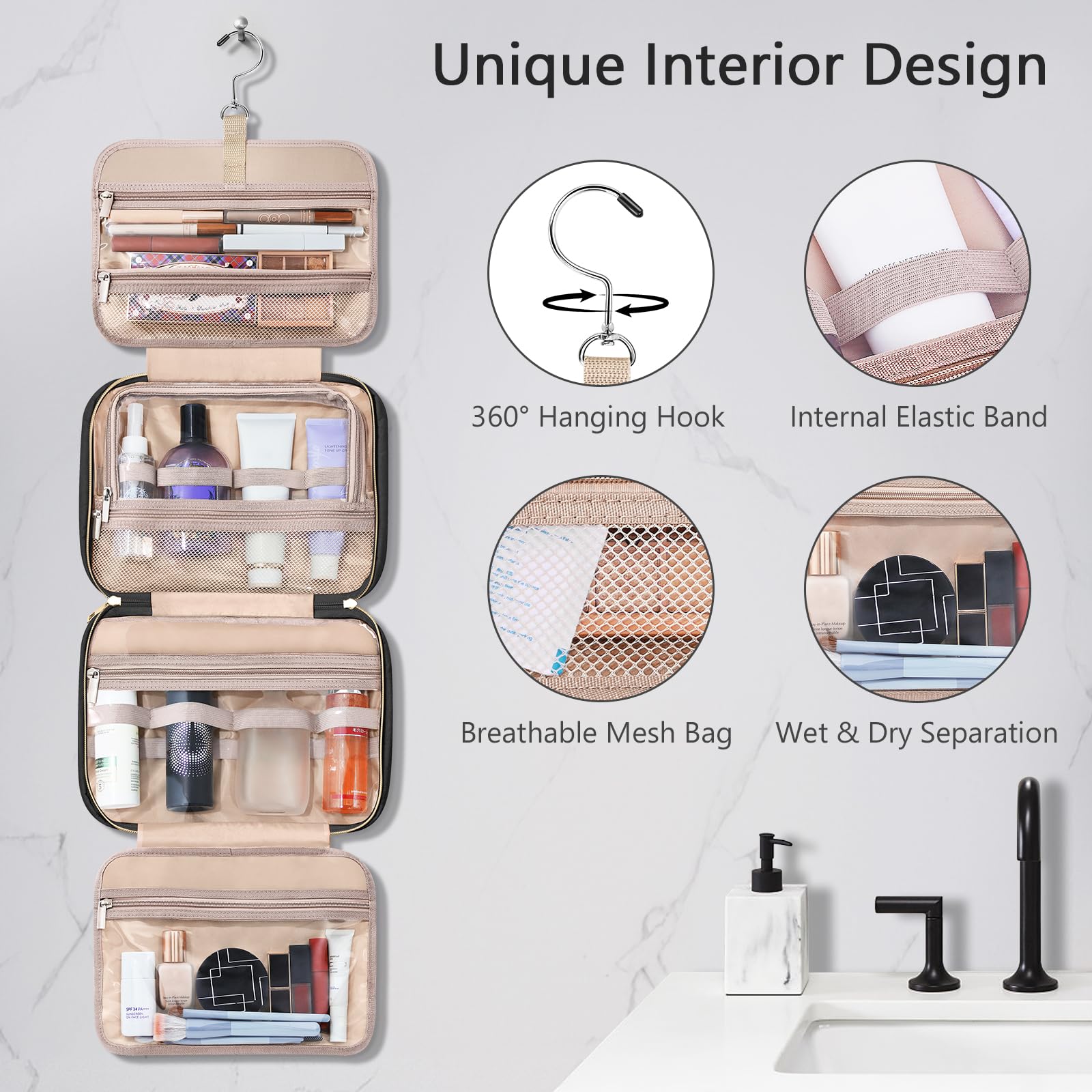Wedama toiletry bag large capacity fits cosmetics and gear