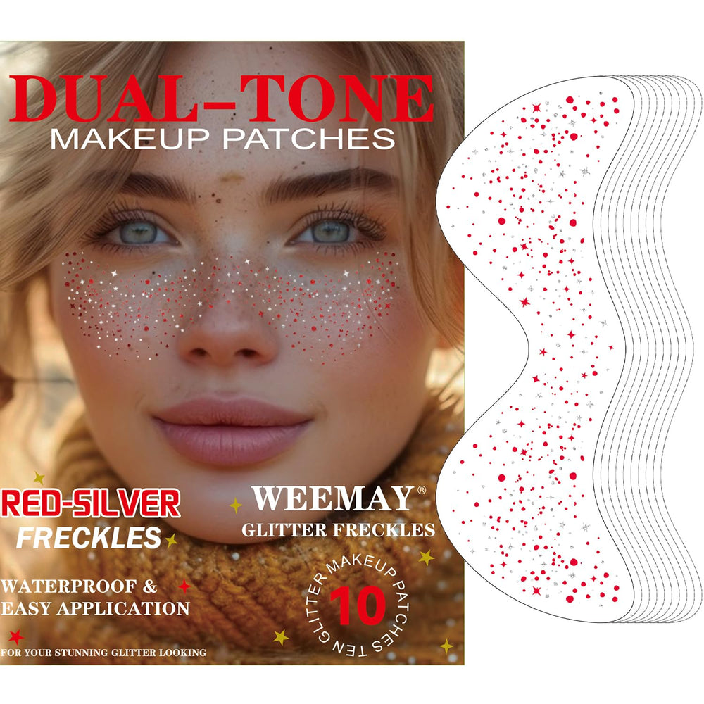 WEEMAY pecas purpurina roja y plateada en forma de estrella para un look festivo.