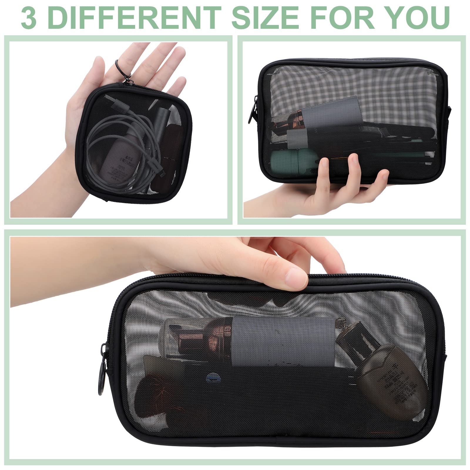 Weewooday large mesh makeup bag shows ample space for cosmetics