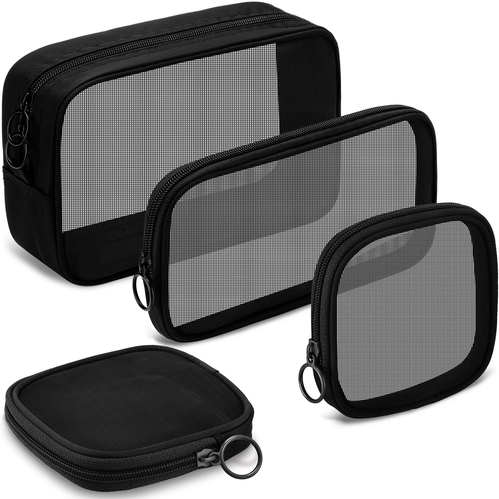 Weewooday mesh makeup bag with transparent design and zipper for quick access