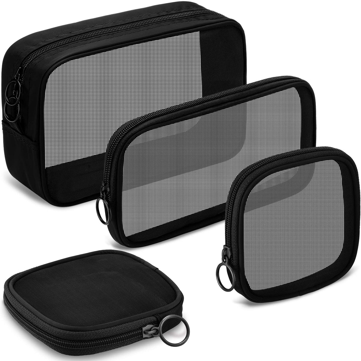 Weewooday mesh makeup bag with transparent design and zipper for quick access