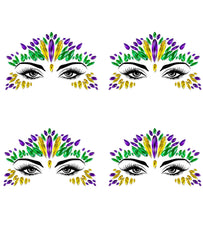 Joyas faciales Wehhbtye Mardi Gras para ojos, brillo llamativo para la mirada.