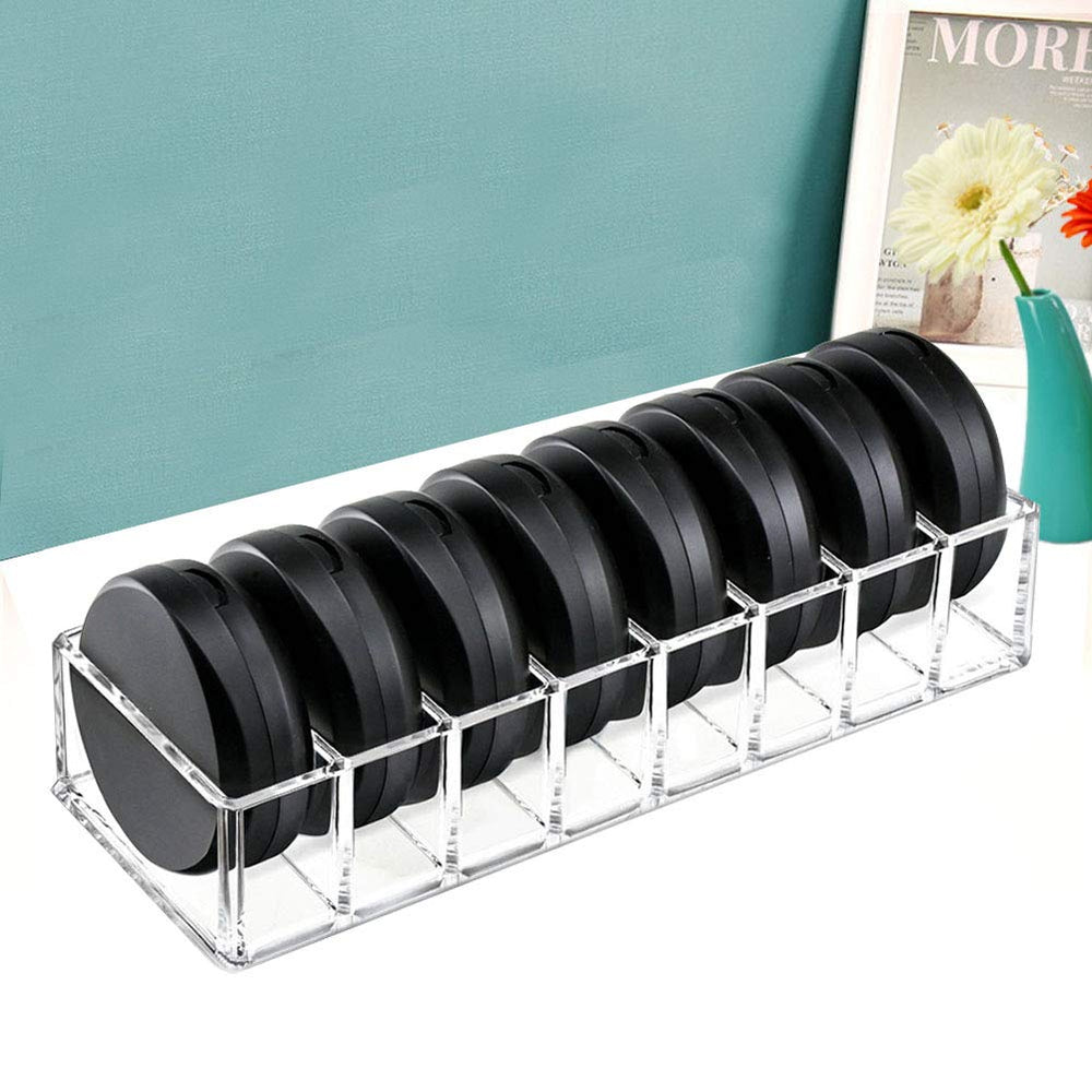 Weiai 8-slot makeup organizer keeps blushes and highlighters neatly separated and visible.