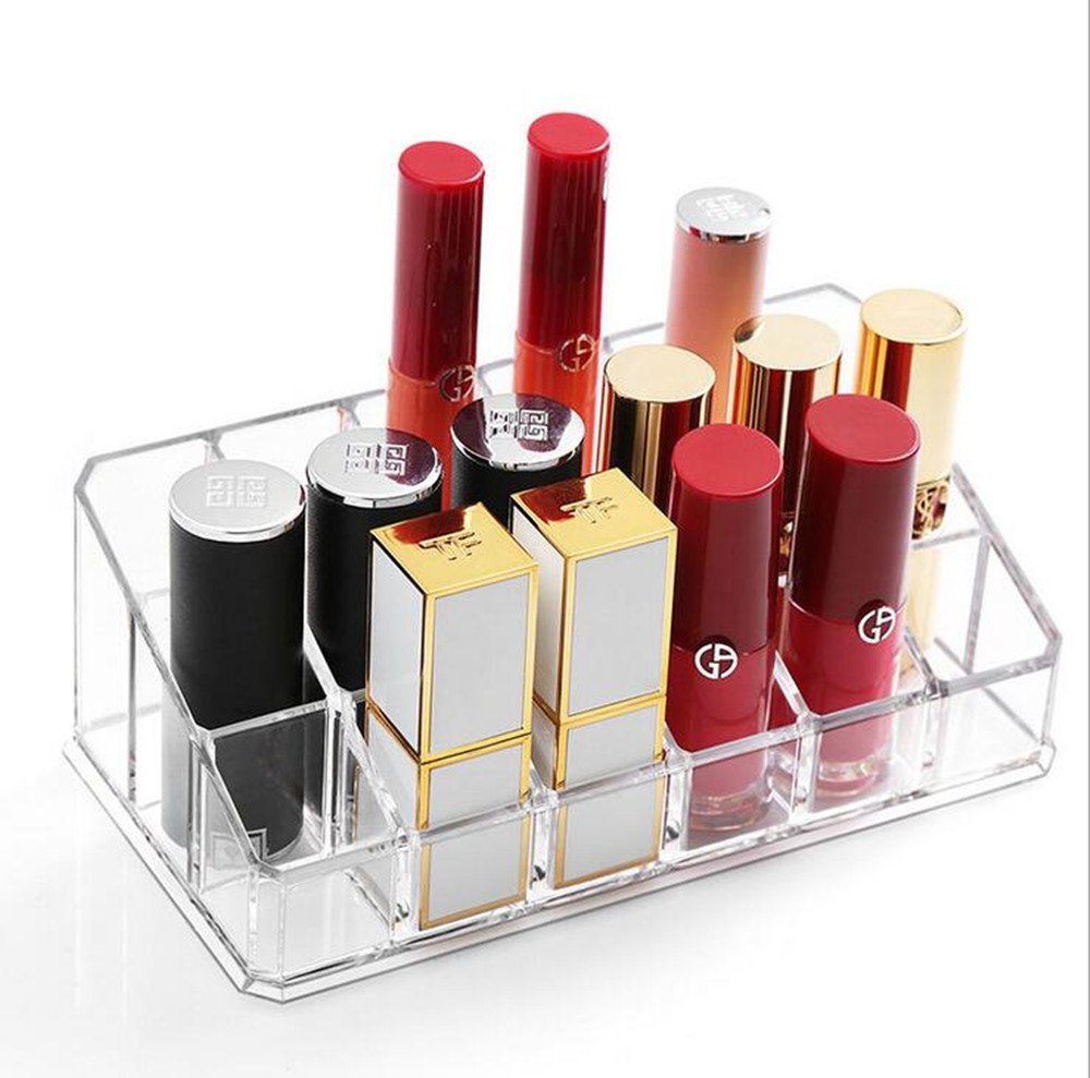 Weiai lip gloss and lipstick storage keeps 18 slots tidy and visible.