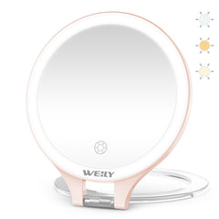 WEILY magnifying mirror 10x close-up enables precise makeup and brow work.