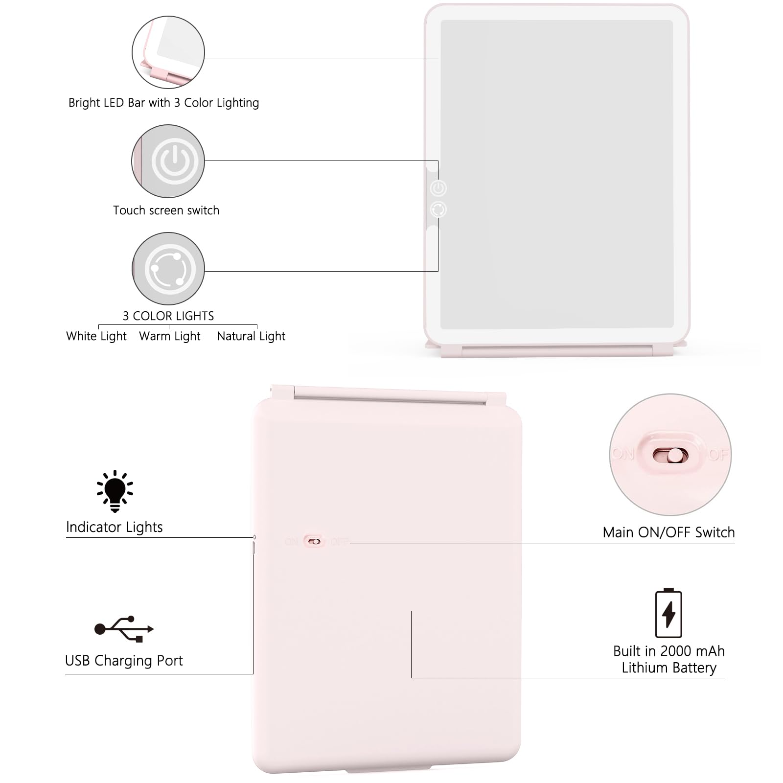 WEILY portable vanity mirror ideal for travel and daily use