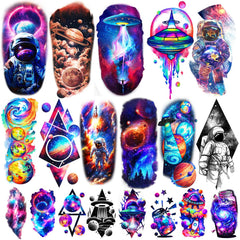 Weipbwor 77 sheets temporary tattoos with space planet designs, ideal for parties and photos.