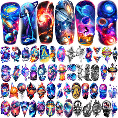 Weipbwor astronaut rockets half sleeve tattoo design, quick application for events and costumes.