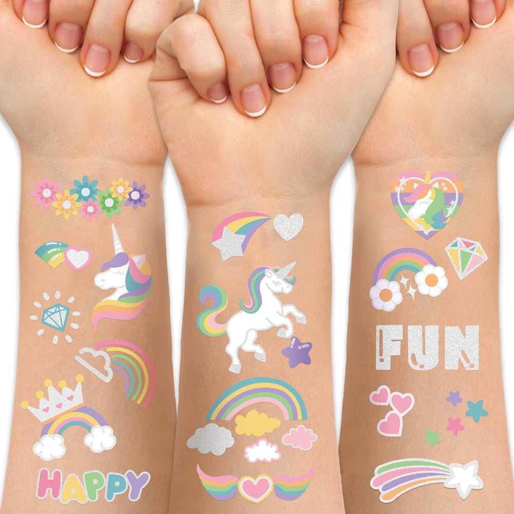 Weipbwor unicorn tattoo set with large designs for kids' parties