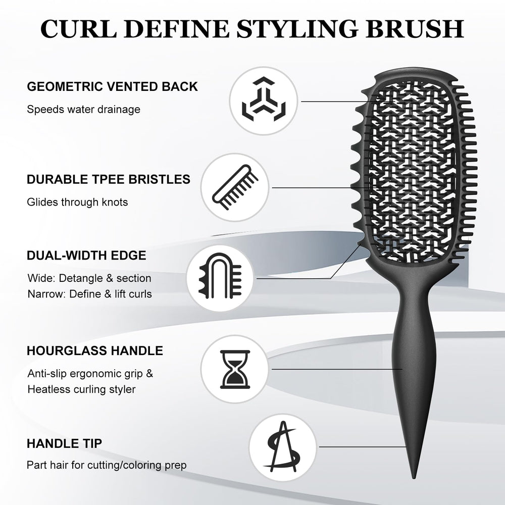 Weldilgit curl brush narrow-tooth shapes uniform curl clumps from root to tip.