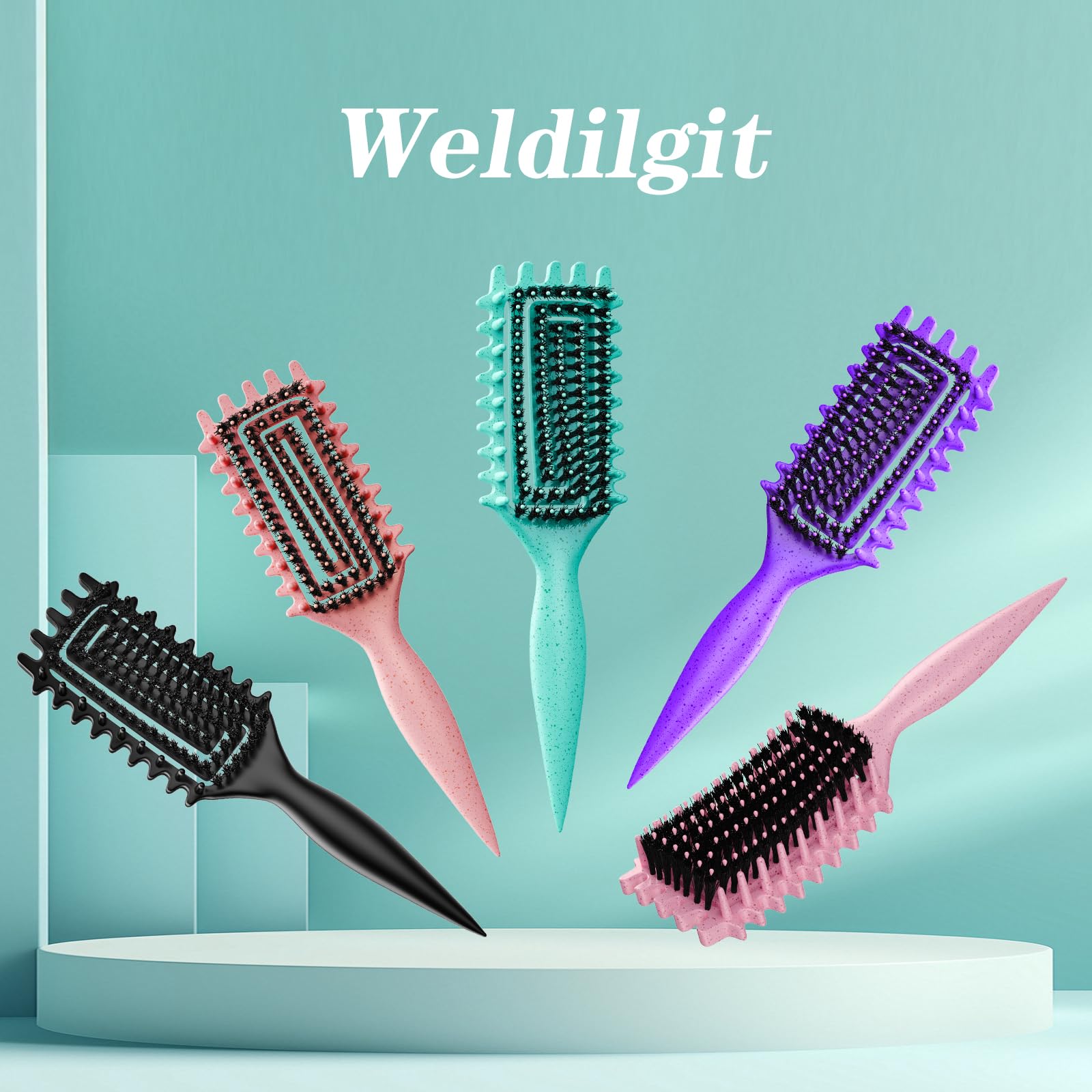 Weldilgit Curly Brush in green candy color is gift-ready.