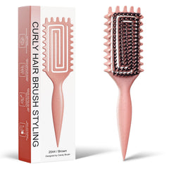 Weldilgit Curly Hair Brush with soft boar bristles detangles curls smoothly and reduces frizz.