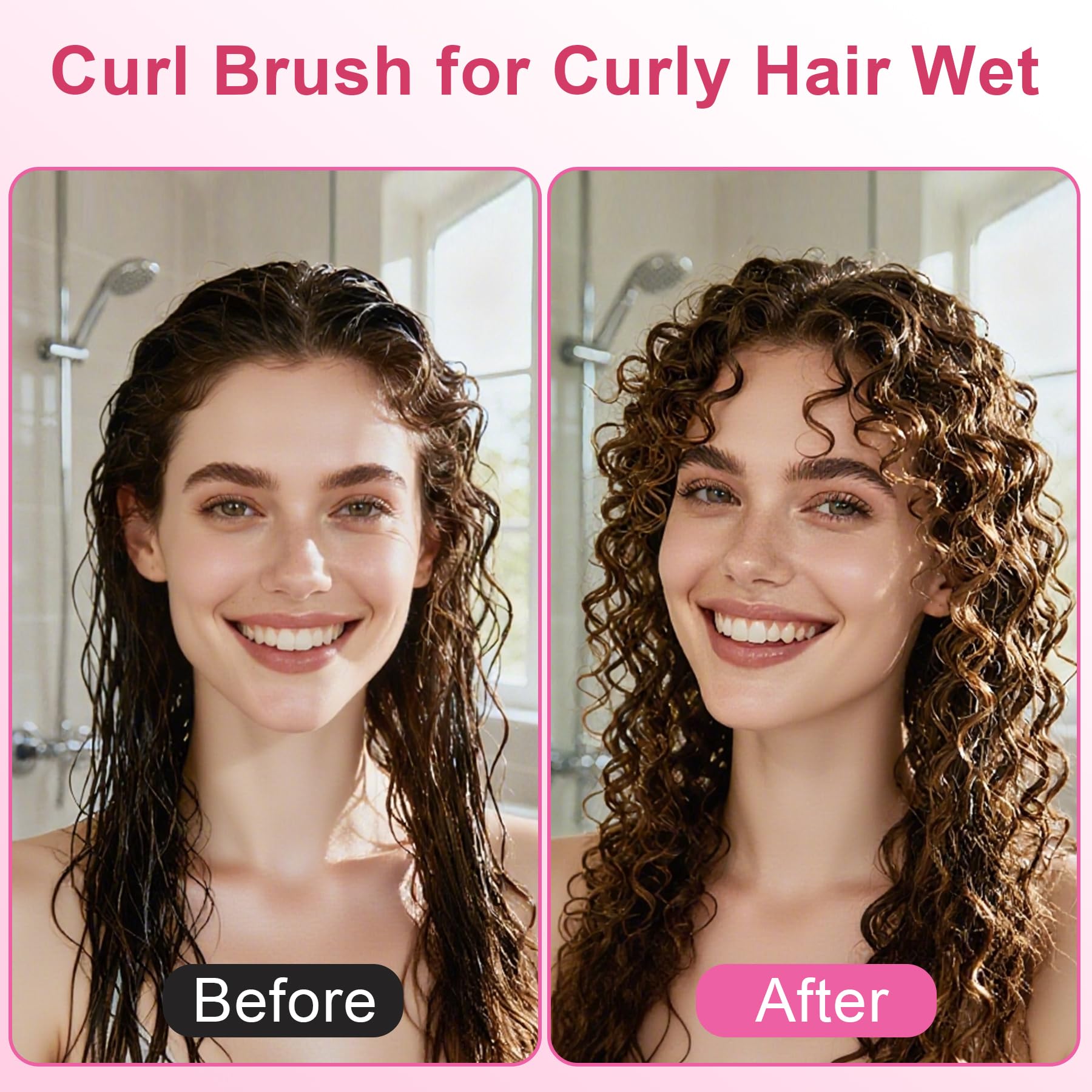 Weldilgit Curly Hair Brush with ergonomic handle for comfortable styling sessions.