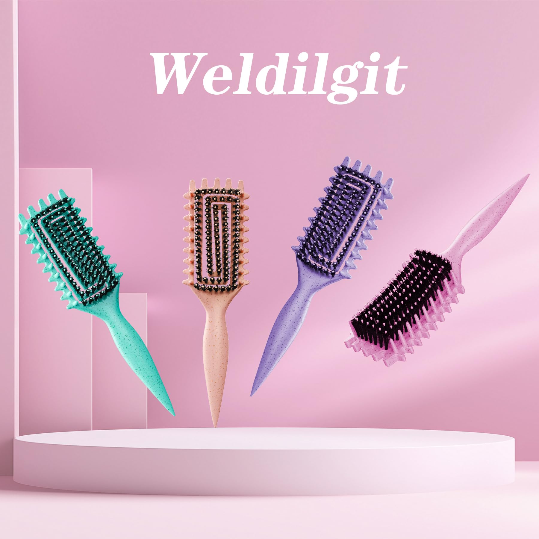 Weldilgit pink curl-definer brush ideal as a gift for curl lovers.