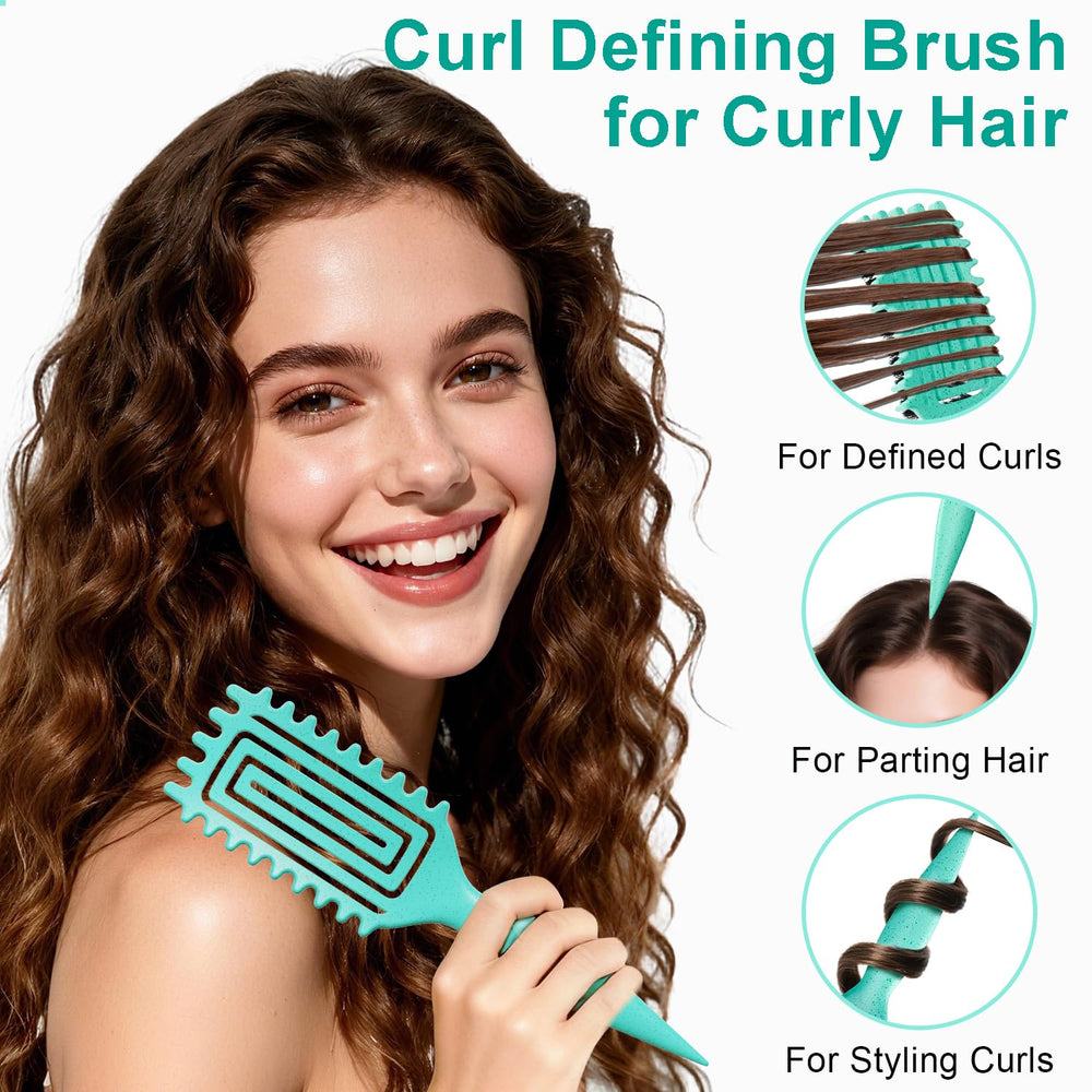 Weldilgit Curly Hair Brush nylon pins for smooth frizz control and shaping.