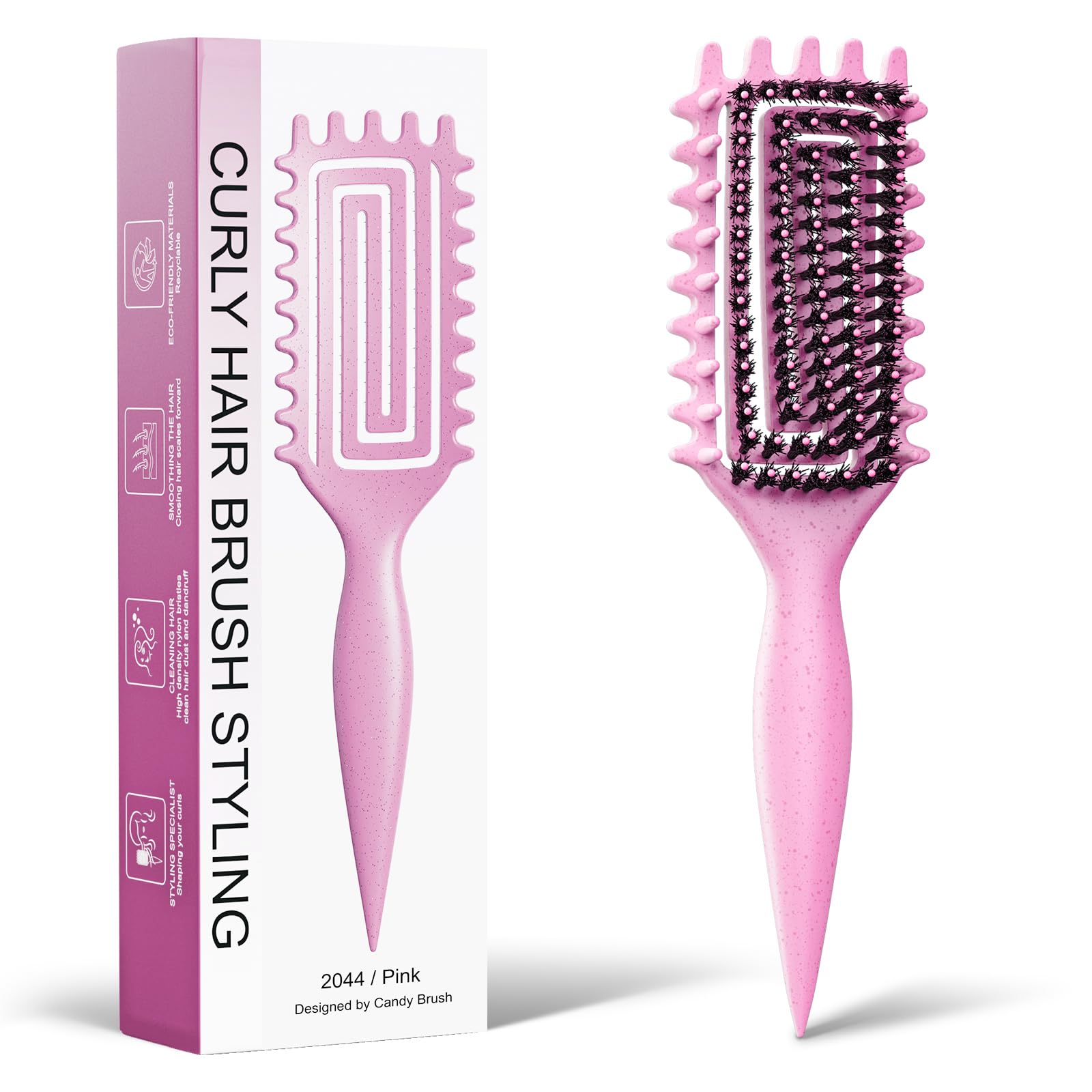 Weldilgit Curly Hair Brush with soft boar bristles for gentle detangling and curl definition.