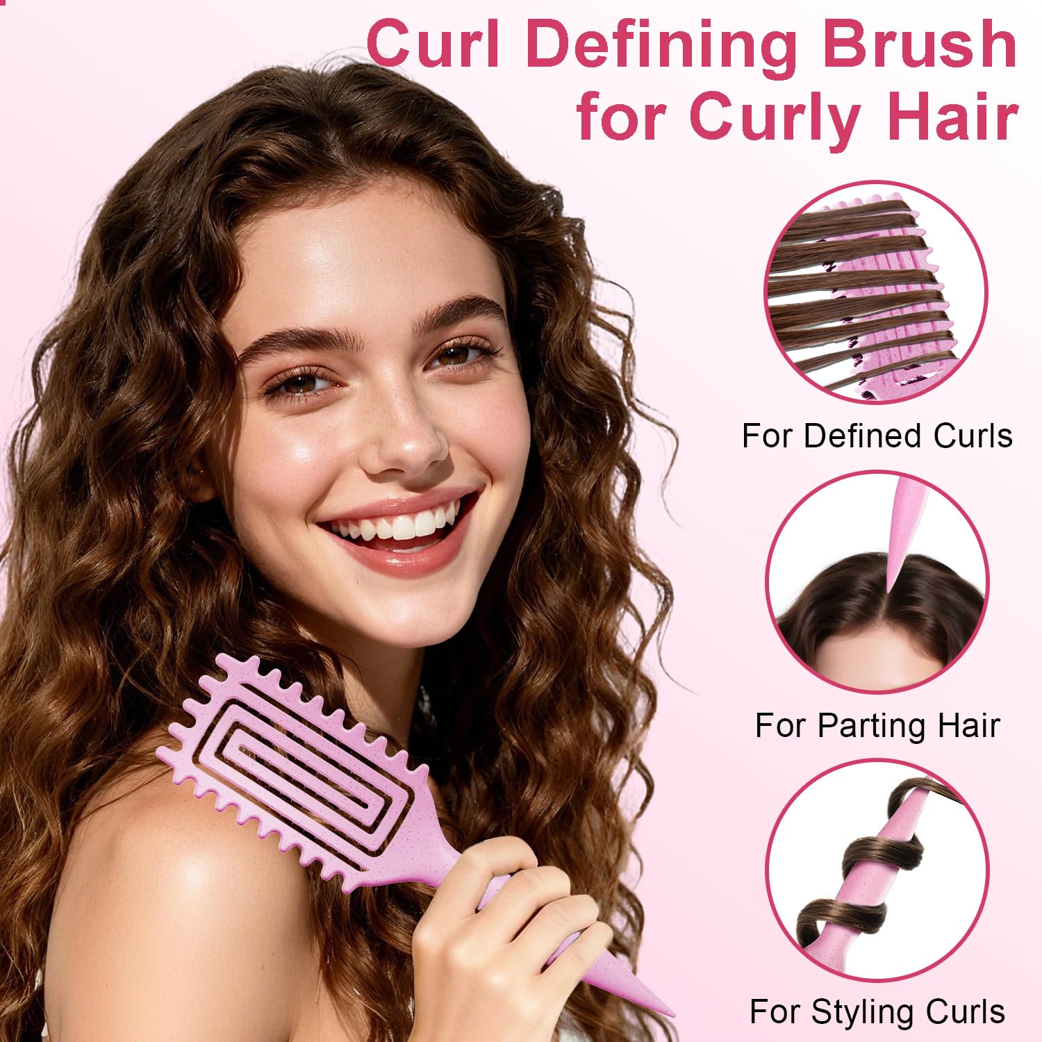 Weldilgit Curly Hair Brush with vented back to speed air drying and reduce static.