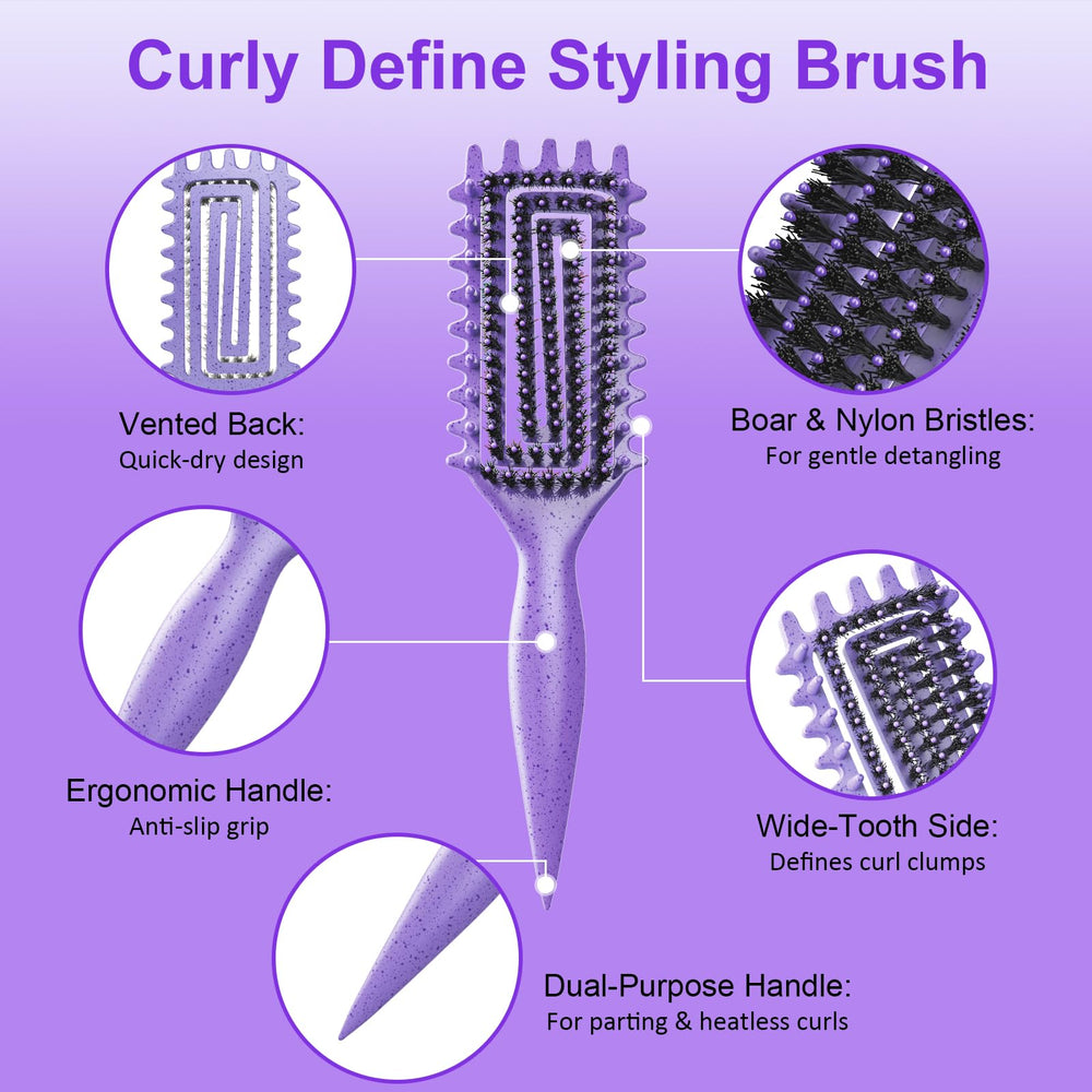 Weldilgit Curly Hair Brush on wet curls for even distribution of leave-in conditioner.