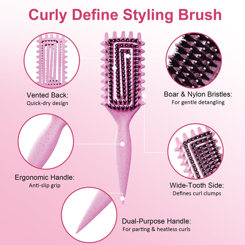 Weldilgit Curly Hair Brush with wide-teeth design for smooth detangling and even curl shaping.