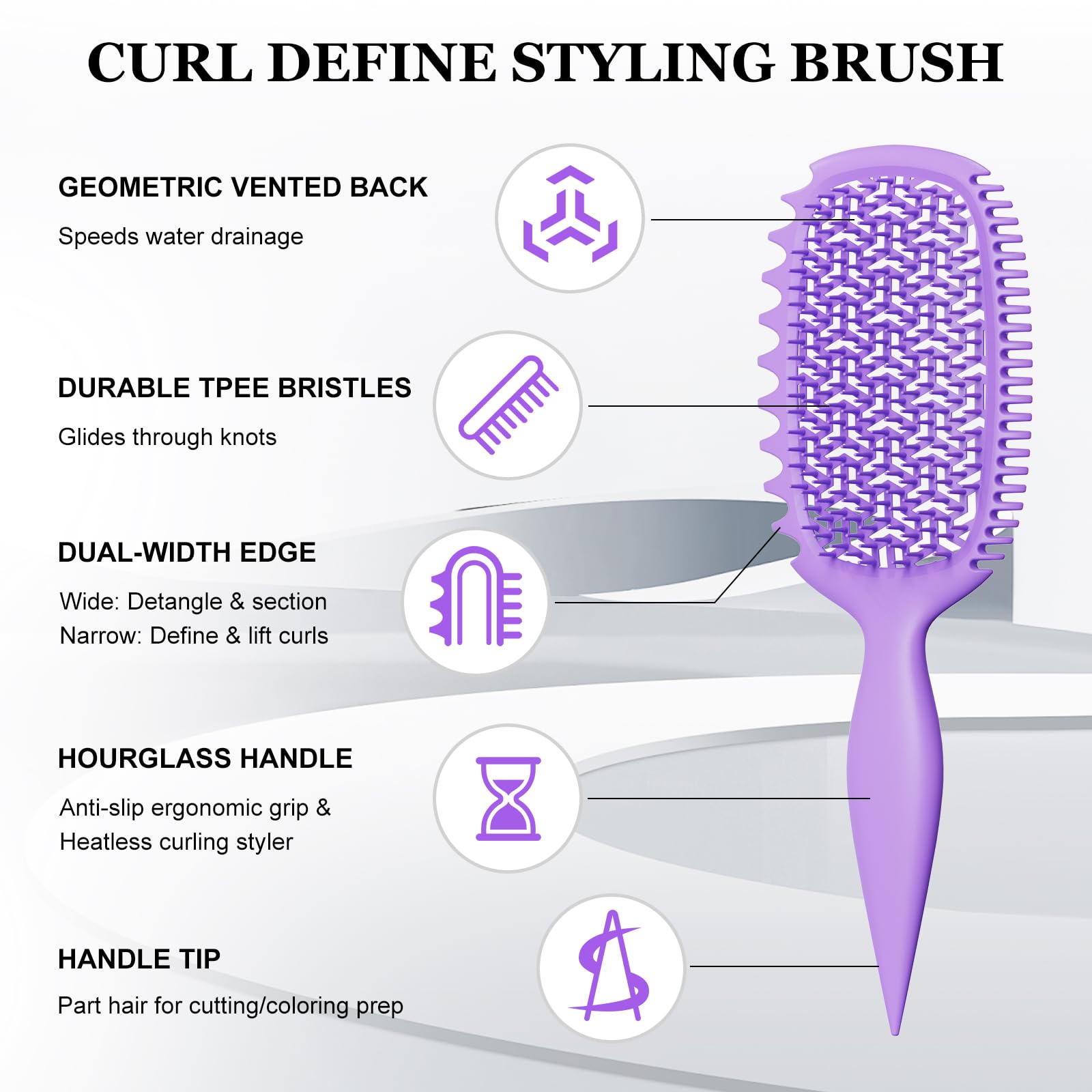 Weldilgit dual-sided curl-definition aids even clumps and wet/dry styling.
