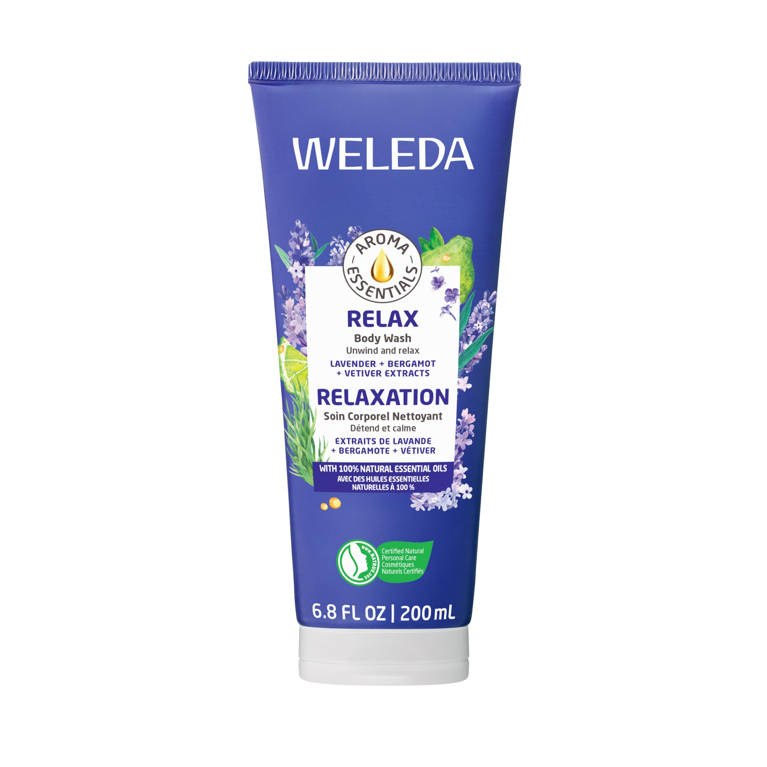 Weleda Aroma Essentials Relax gel de baño cremoso en botella para limpieza suave