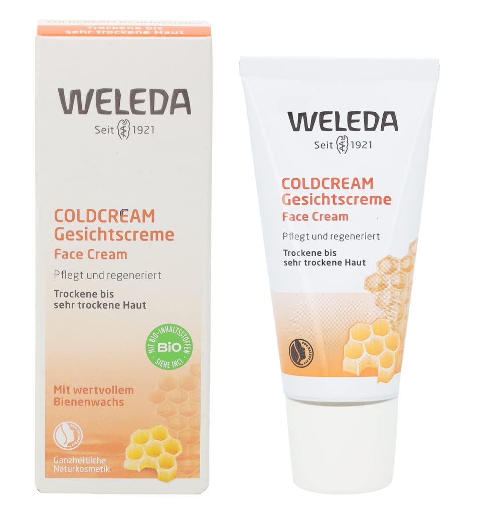 Bálsamo facial Weleda en tubo de 1 onza, hidratación profunda para piel seca.