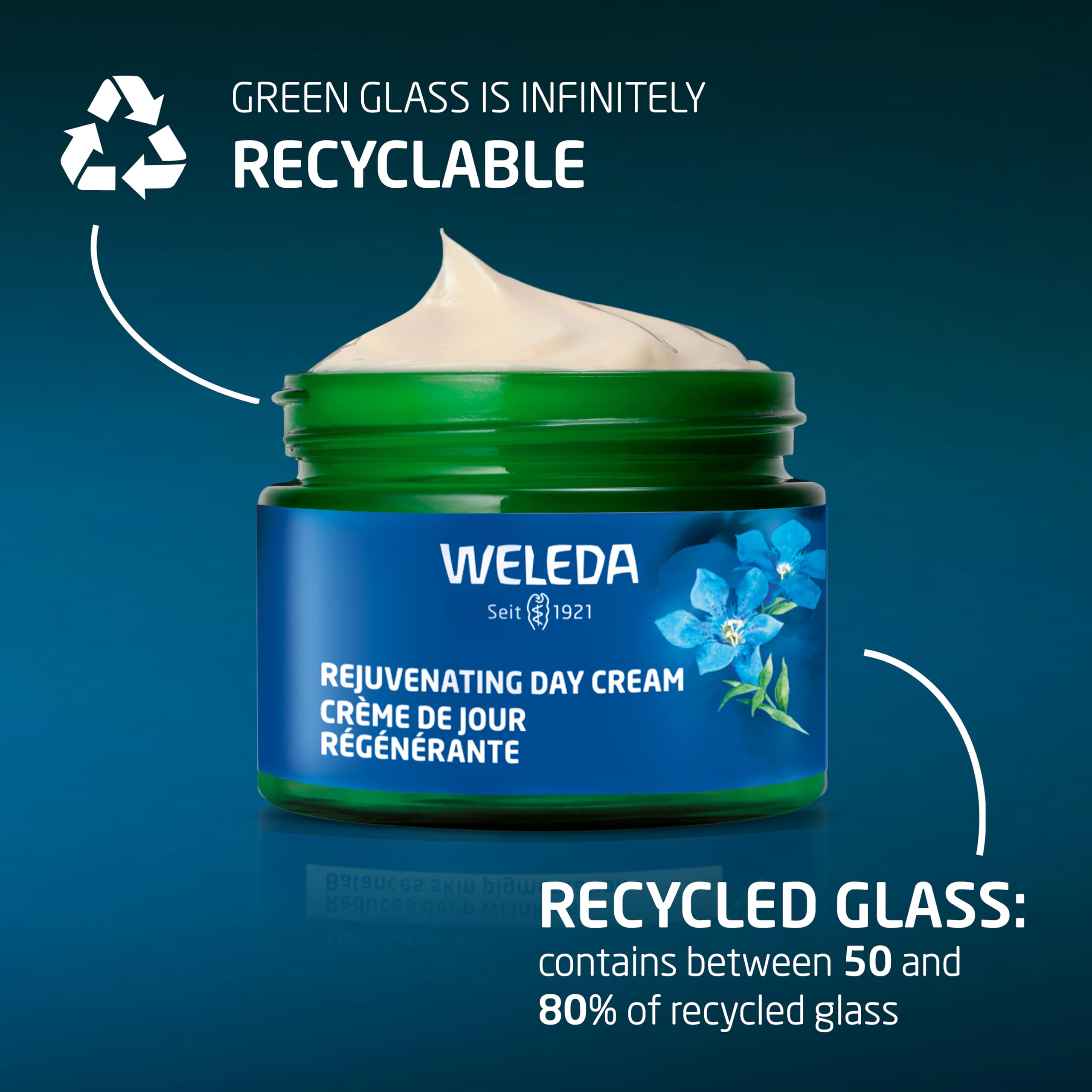 Weleda Day Cream on bathroom shelf with natural lighting
