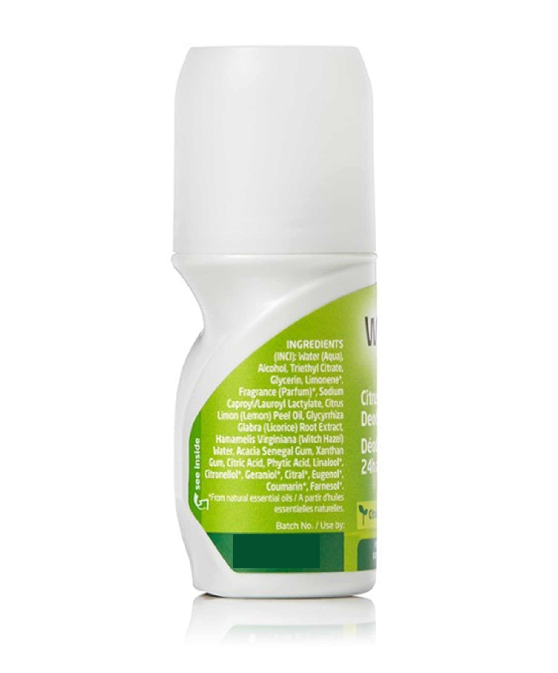 Weleda desodorante rodillo 24h cítrico amarillo, olor natural suave para la rutina diaria.