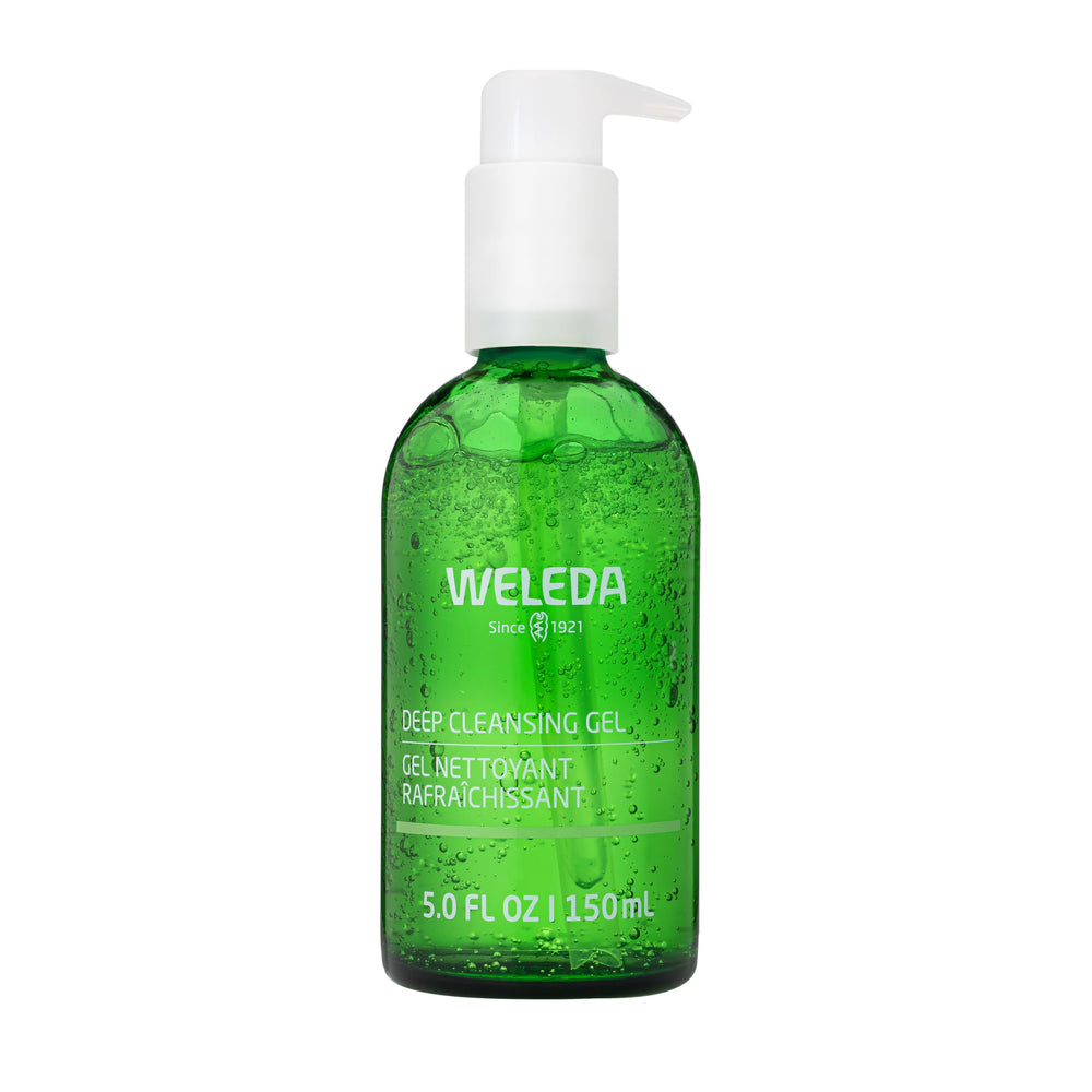 Weleda Gel de limpieza profunda en botella, purifica la piel sin resecar.