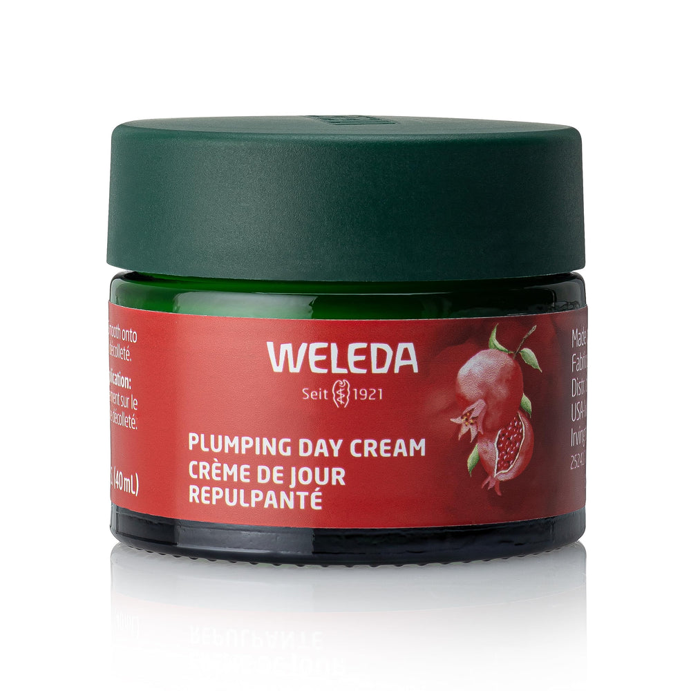 Weleda Plumping Day Cream bottle with pomegranate for antioxidant nourishment.