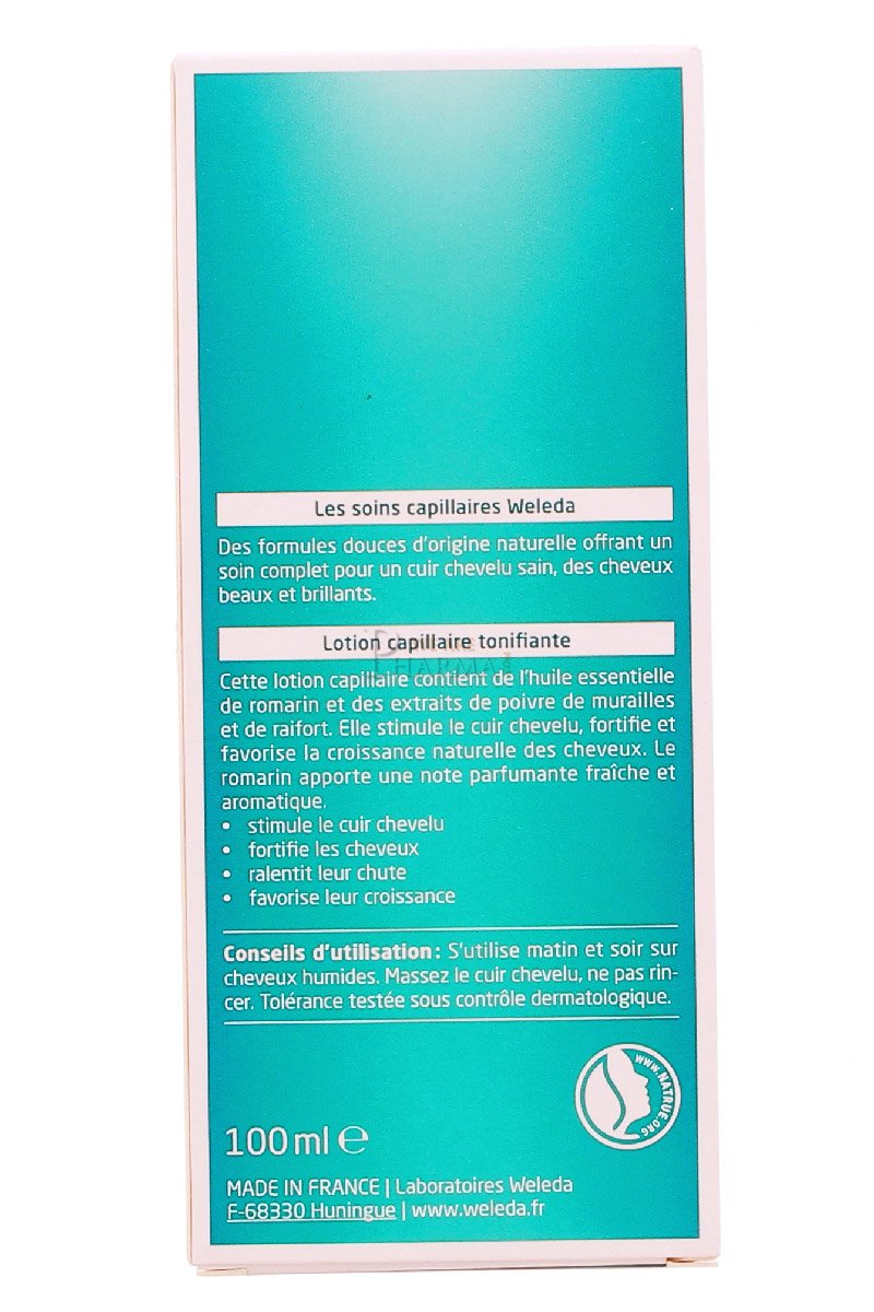 Weleda Rosemary Revitalising Hair Tonic bottle pour showing even distribution
