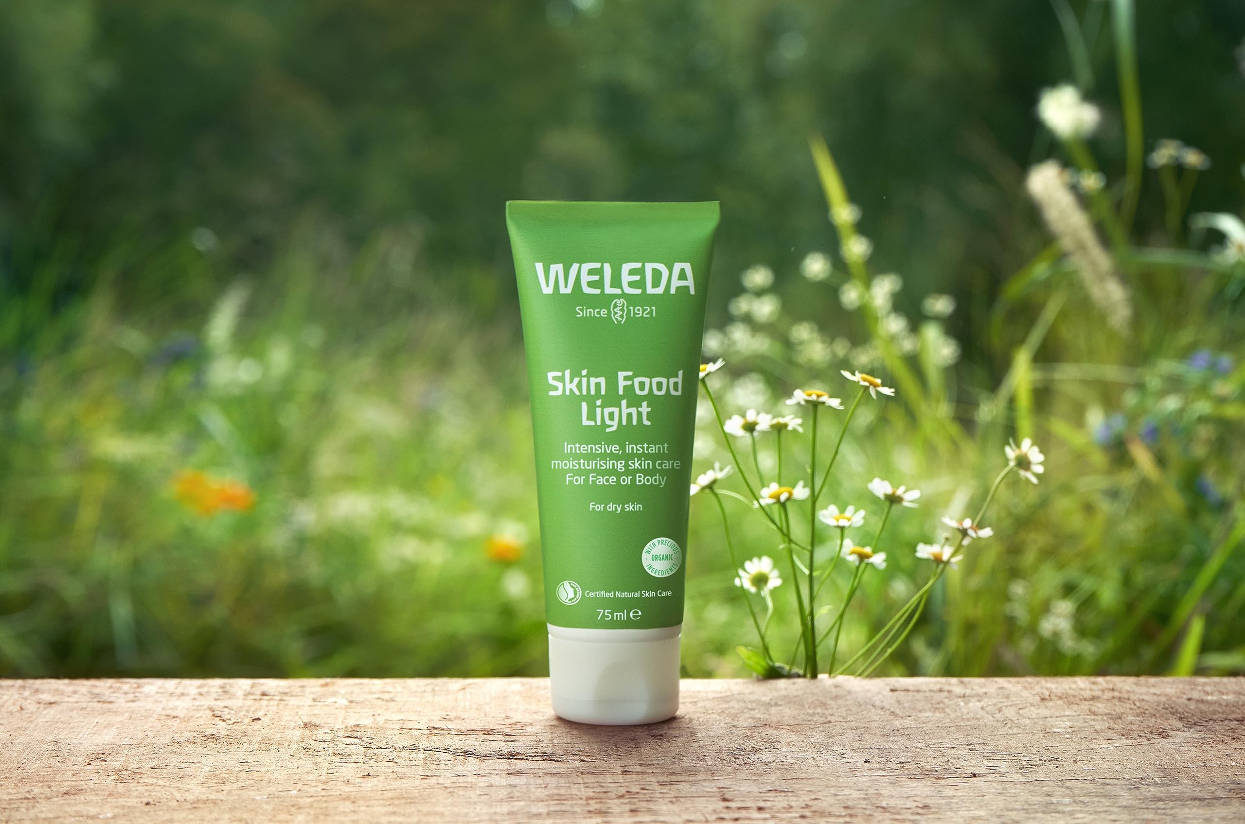 Weleda Skin Food Light 1oz packaging is travel-friendly.