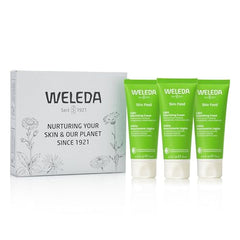 Close-up of Weleda Skin Food Light cream texture highlighting rich moisture.