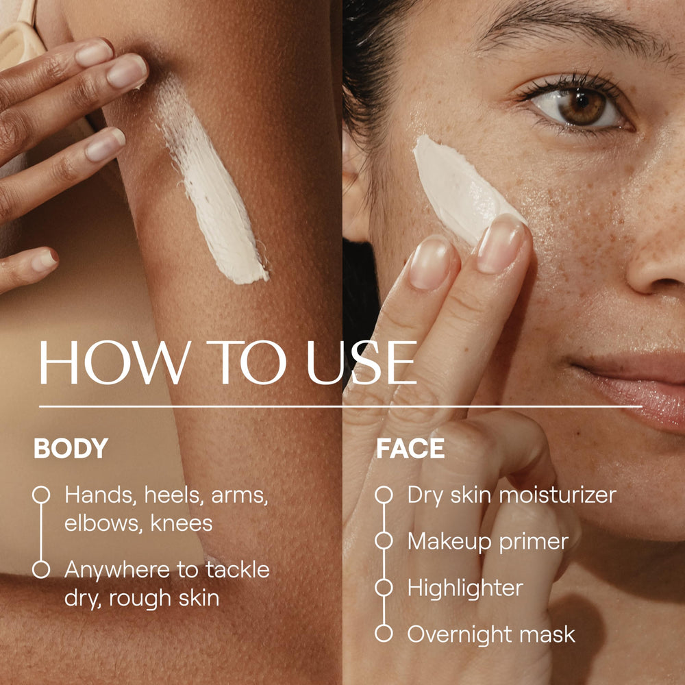 Weleda Skin Food Original hair frizz-taming demonstrates hydrated ends.