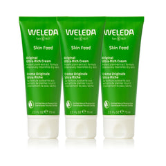 Weleda Skin Food Original jar close-up shows a rich moisturizer for dry skin.