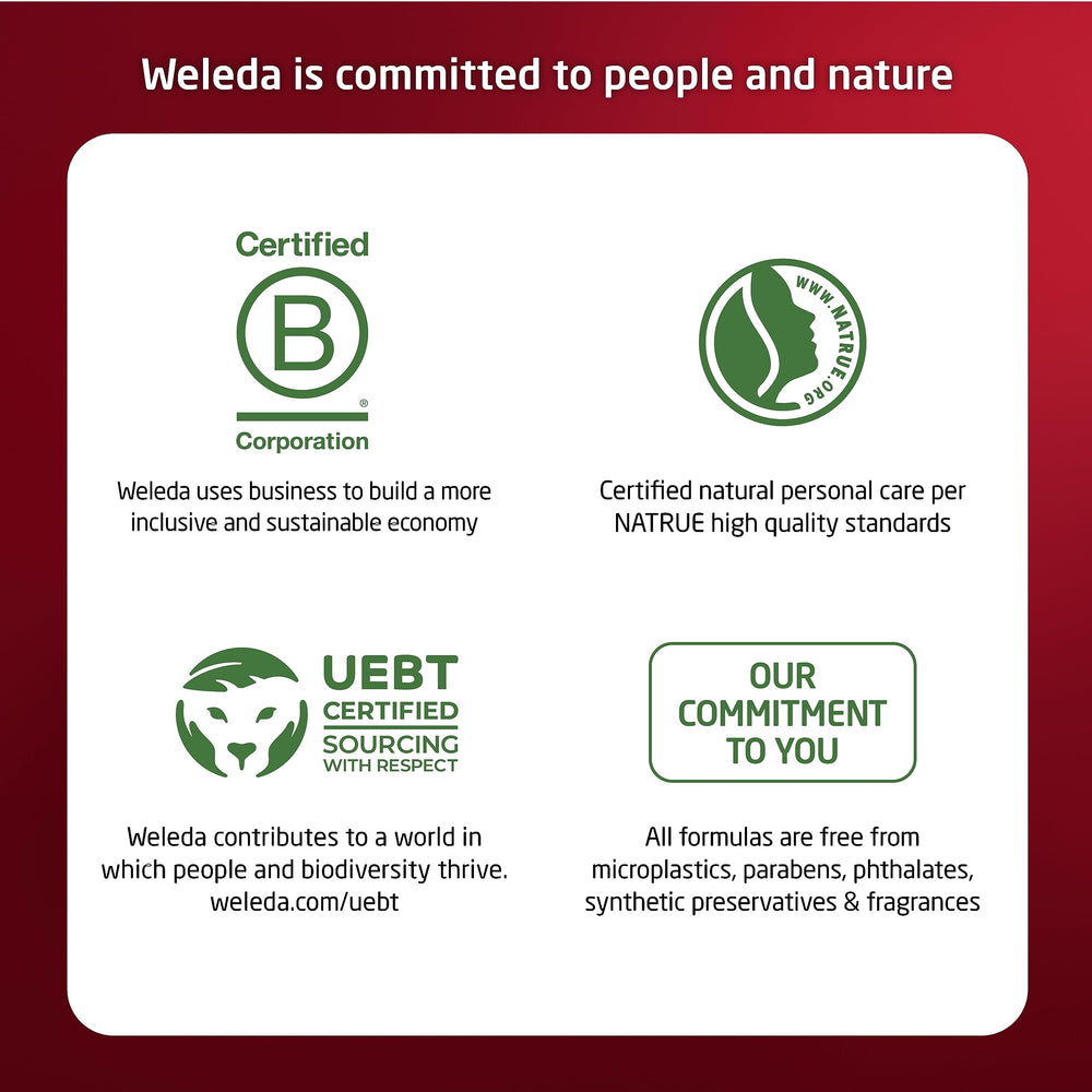 Weleda vegan certification label on box reinforces vegan ingredients.