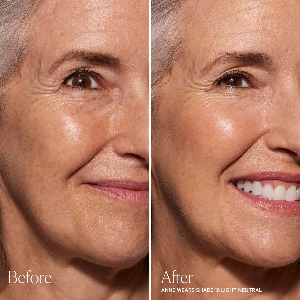 Well People bamboo stem powder image shows oil absorption for a matte look