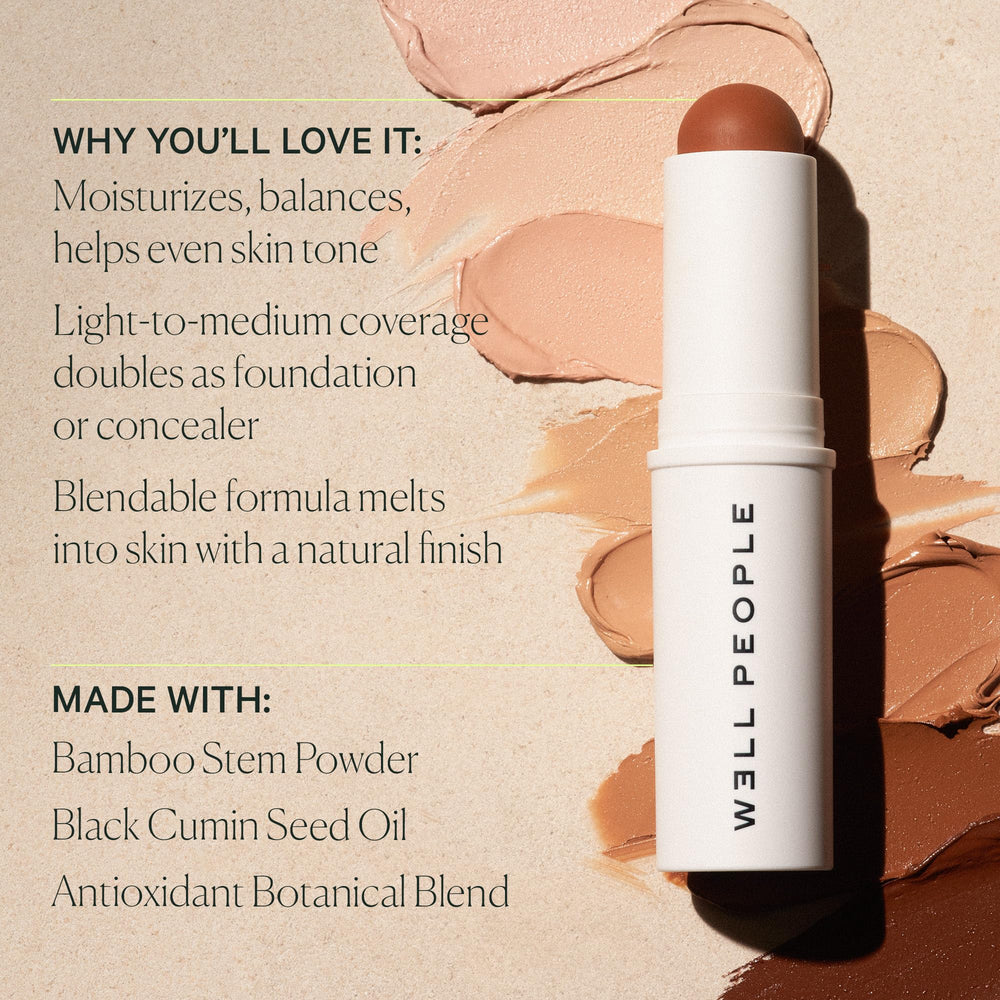 Well People bamboo stem powder absorbs oil to mattify skin.