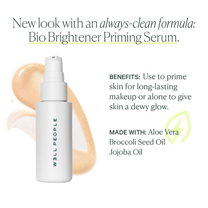 Before and after comparison of Well People Bio Brightener Serum radiance.