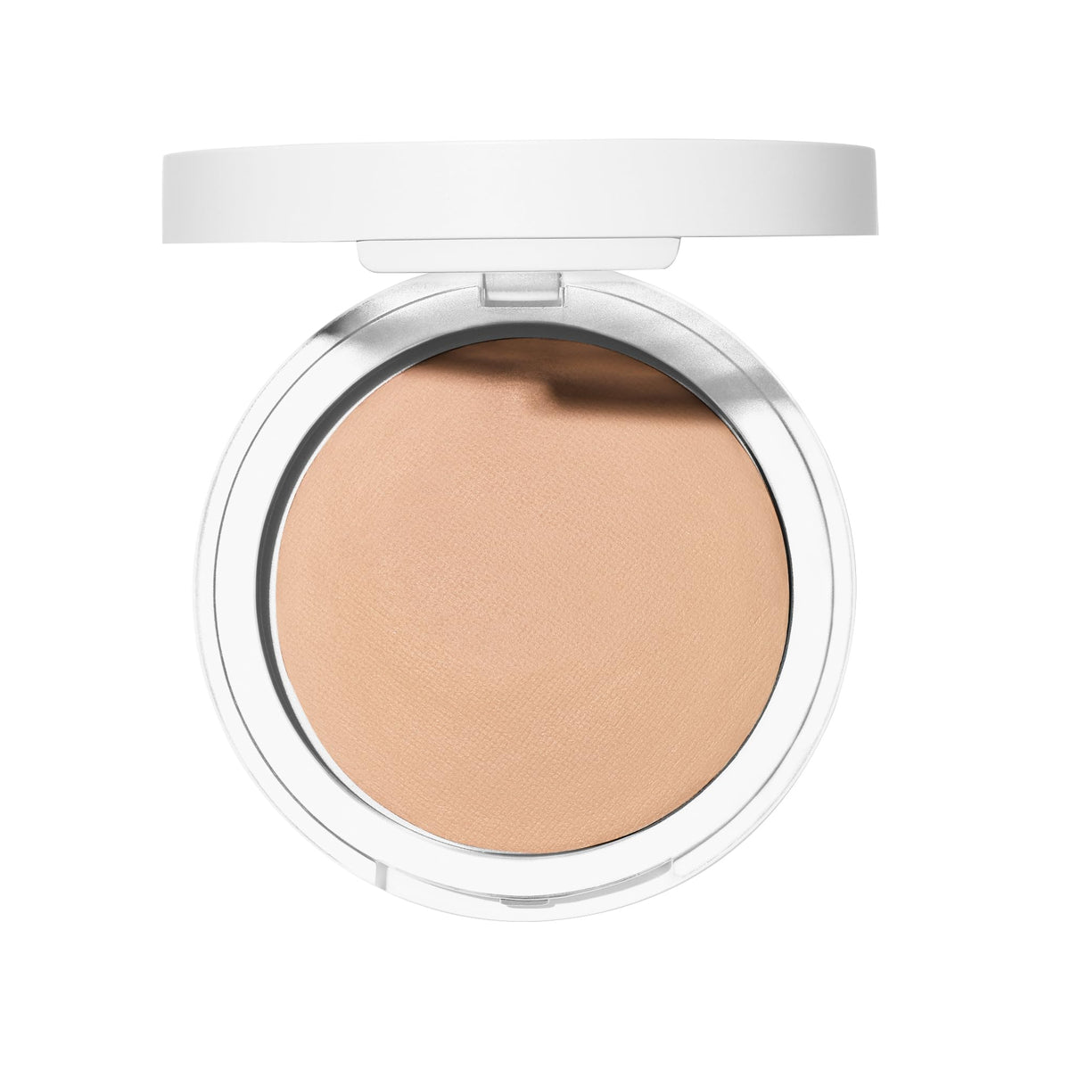 Well People Bio Powder Foundation compact shows a natural semi-matte finish on skin.