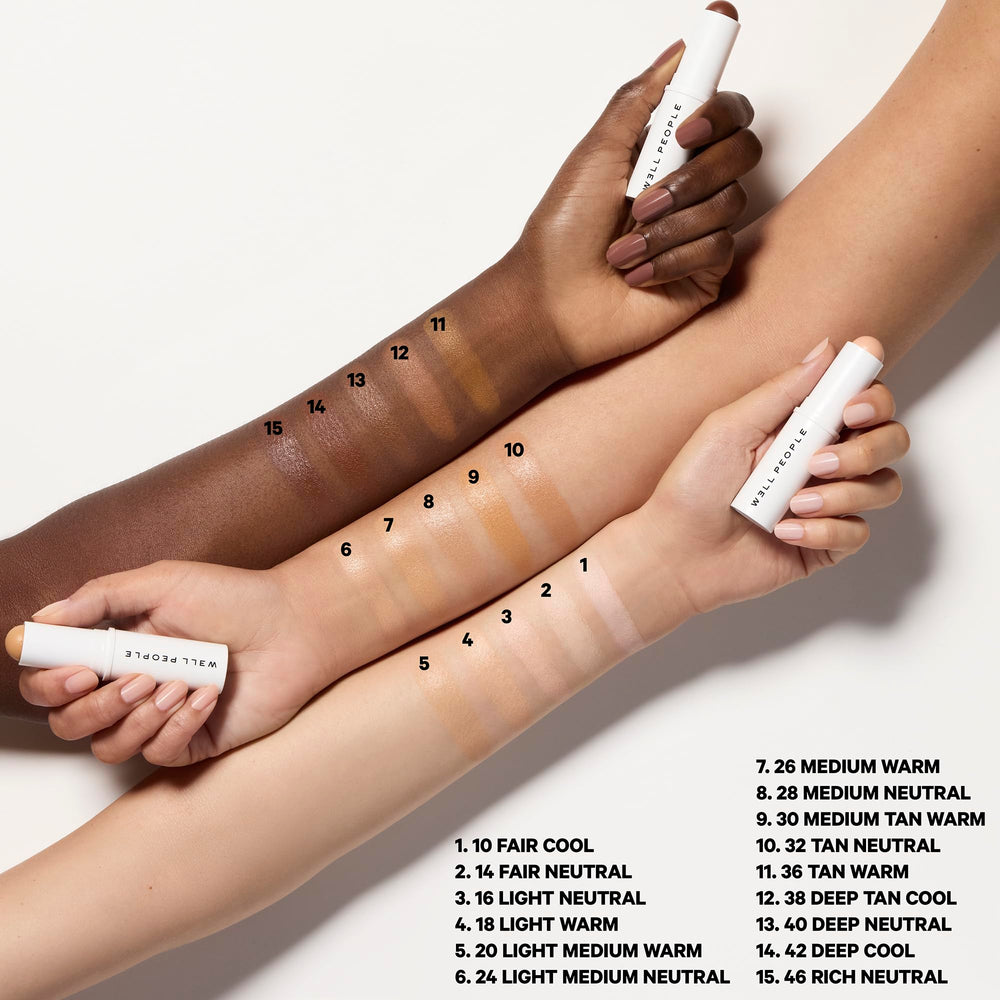 Well People Supernatural complexion stick applied to cheeks to even skin tone