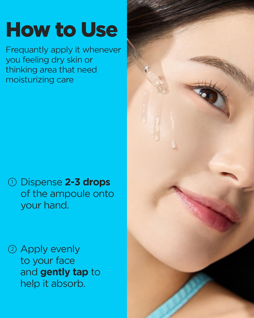 Wellage Real Hyaluronic Blue Ampoule fragrance-free label emphasizes gentle care