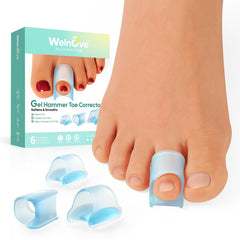 Welnove Hammertoe Corrector blue toe splints realign bent toes for comfort.