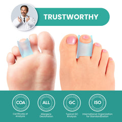 Welnove non-slip gel toe splint provides secure, reusable toe alignment.