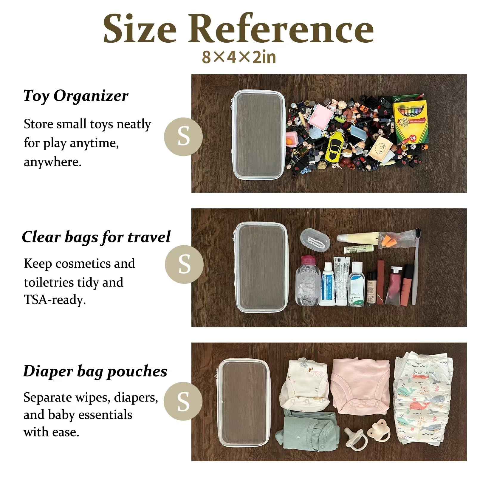 WELPIRT clear zipper pouch small-2 ideal for cables and pens