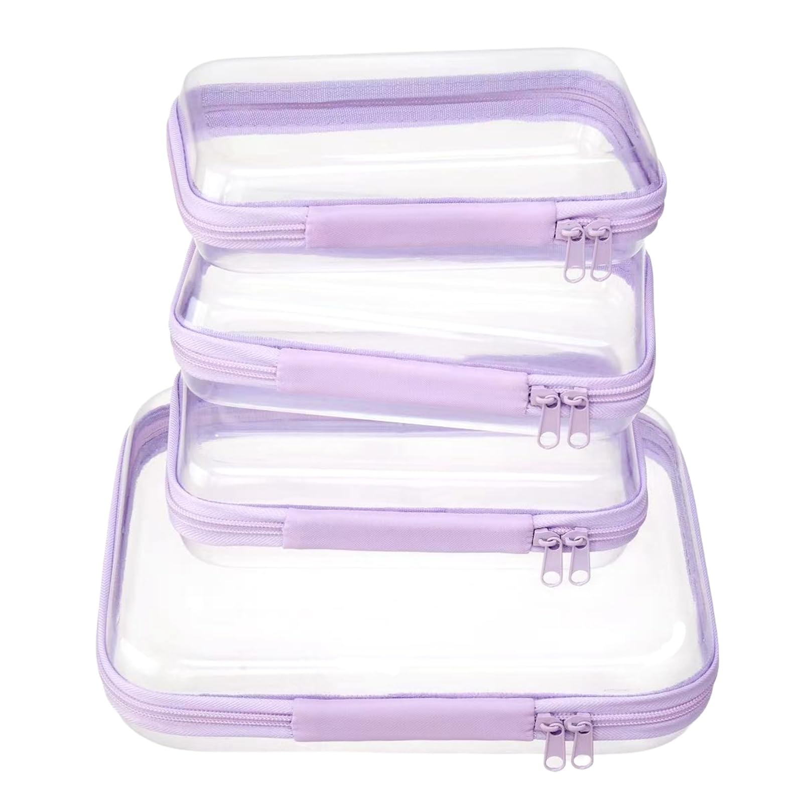 WELPIRT lavender clear medium case for organized cosmetics on the go