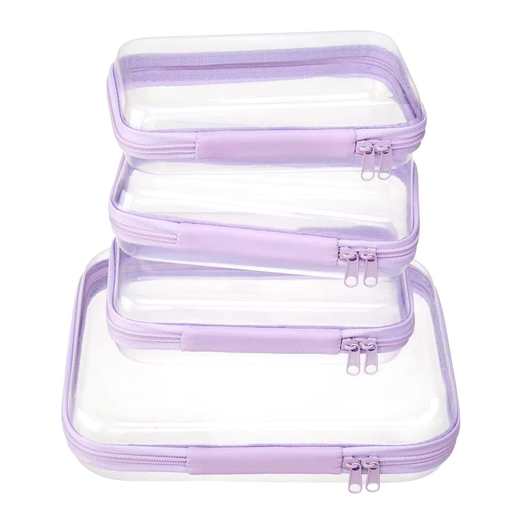 WELPIRT lavender clear medium case for organized cosmetics on the go