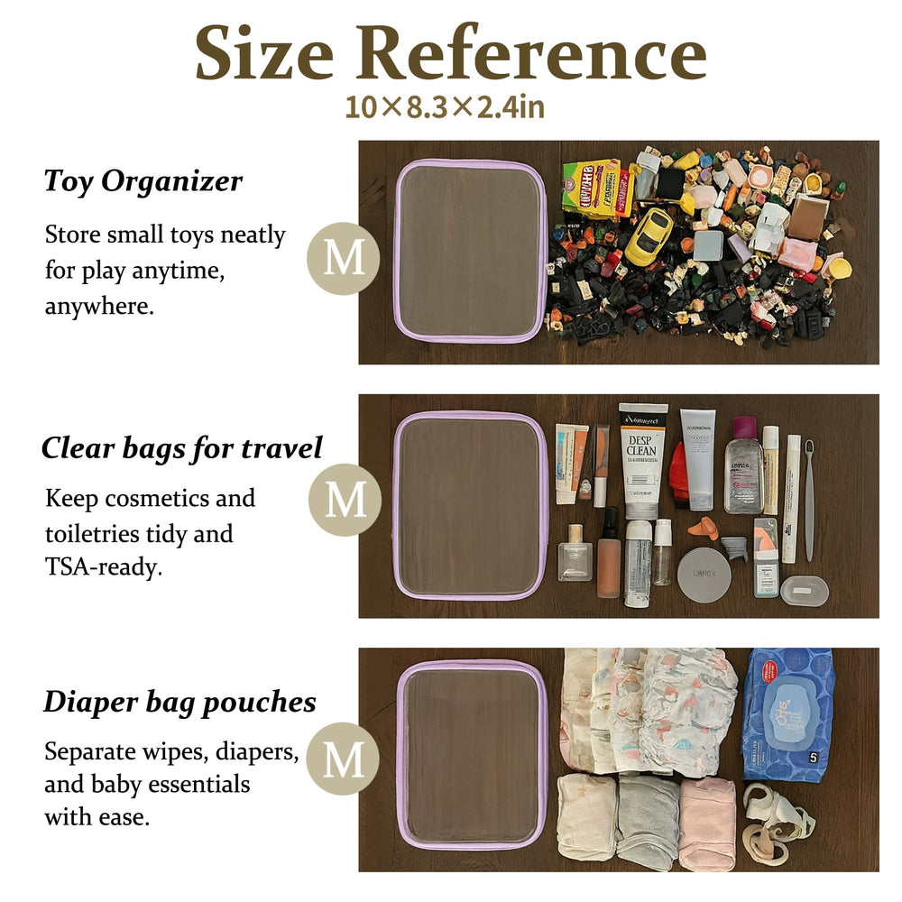 WELPIRT lavender clear zipper pouch stackable design saves space