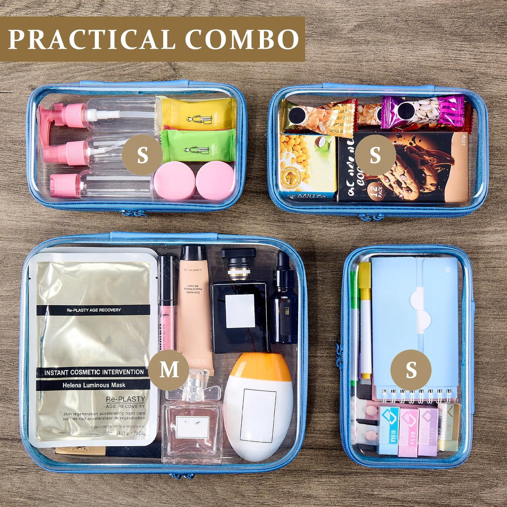 WELPIRT small clear pouch blue 8x4 keeps cables and small items sorted